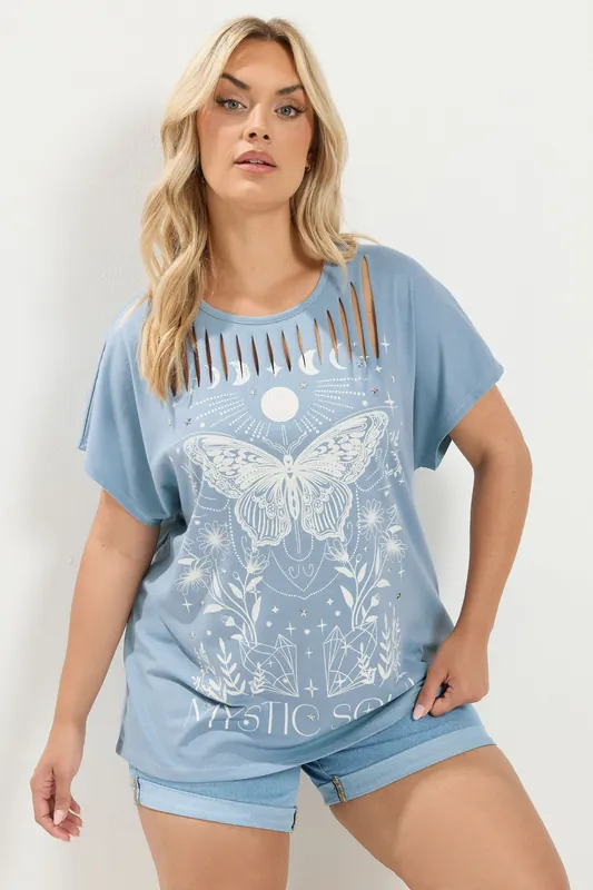 Mystic Soul' Laser Cut Slogan T-Shirt
