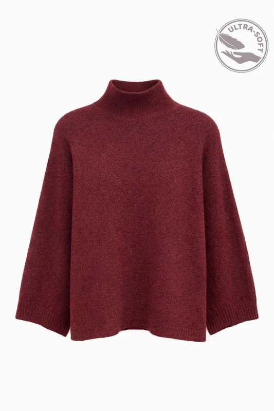 Oversized Ribbed Turtleneck Sweater - MixRay