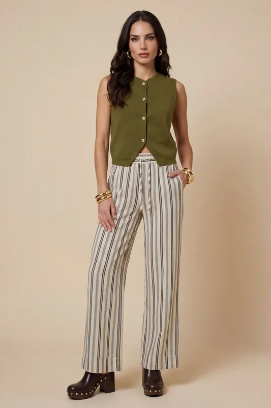 Stripe Trouser Cream Pattern - Urban Bliss