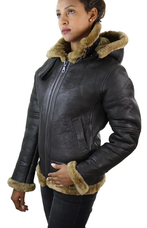 Aviator Hooded Shearling Sheepskin Jacket - TruClothing