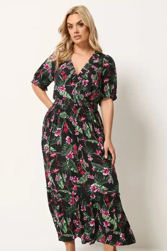 Tropical Shirred Maxi Dress - Yours