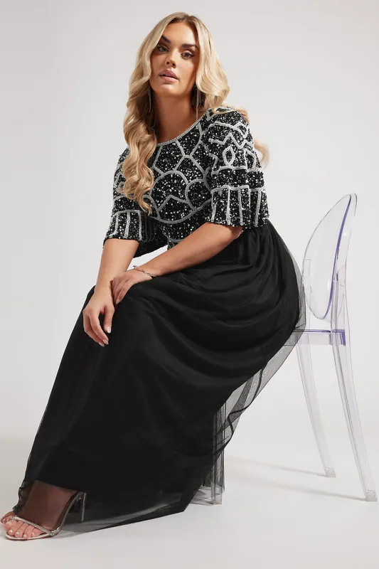Abstract Sequin Embellished Maxi Dress - Yours