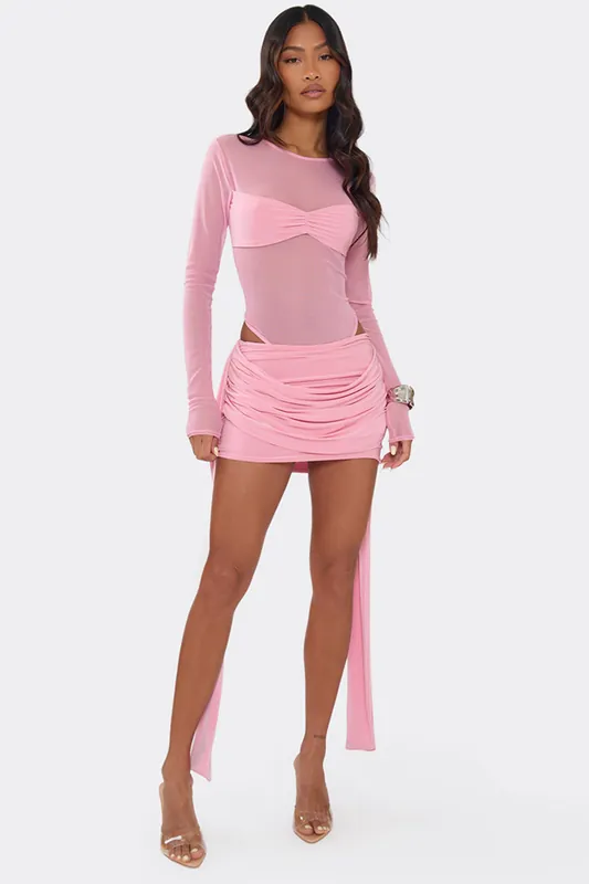 Drape Slinky Mid Rise Mini Skirt - EGO