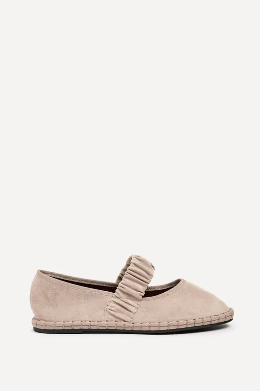 Lorella Beige Faux Suede Mary Jane Pumps - Linzi