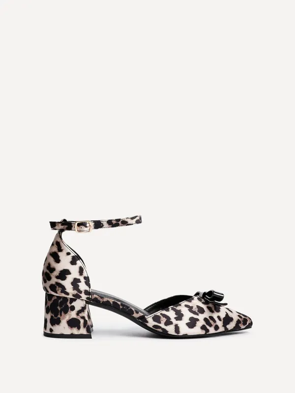 Orla Leopard Print Scuba Low Block Court Heel - Linzi
