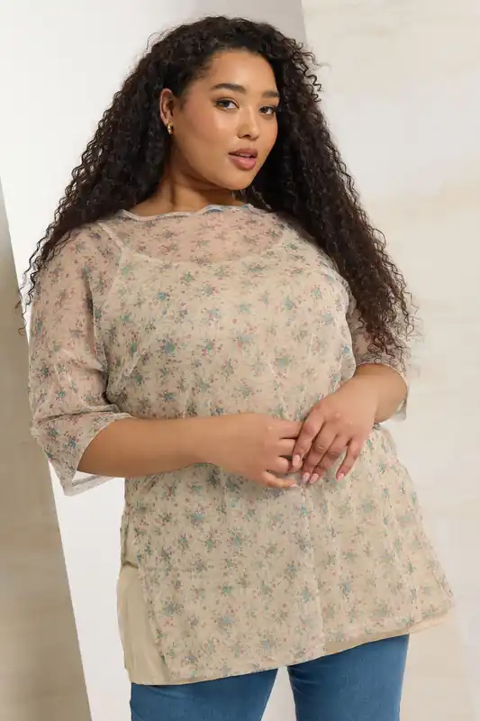 Floral Oversized Mesh Top - Yours