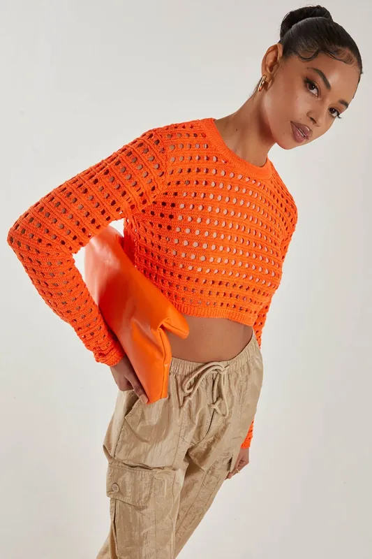 Long Sleeve Crochet Top - Pink Vanilla
