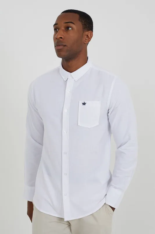 Cotton Long Sleeve Oxford Shirt - Brave Soul