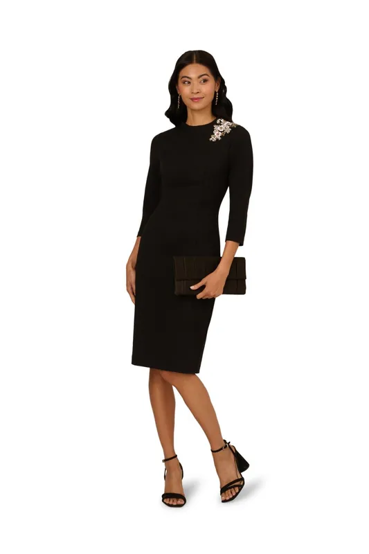 3D Floral Mockneck Midi Dress - Adrianna Papell