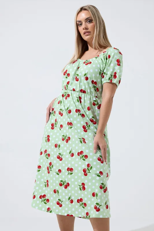 Cherry Gingham Bardot Dress - Yours