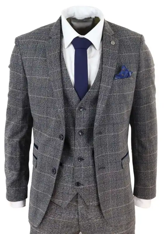 3 Piece With Check Vintage Classic Suit - Infinity Leather