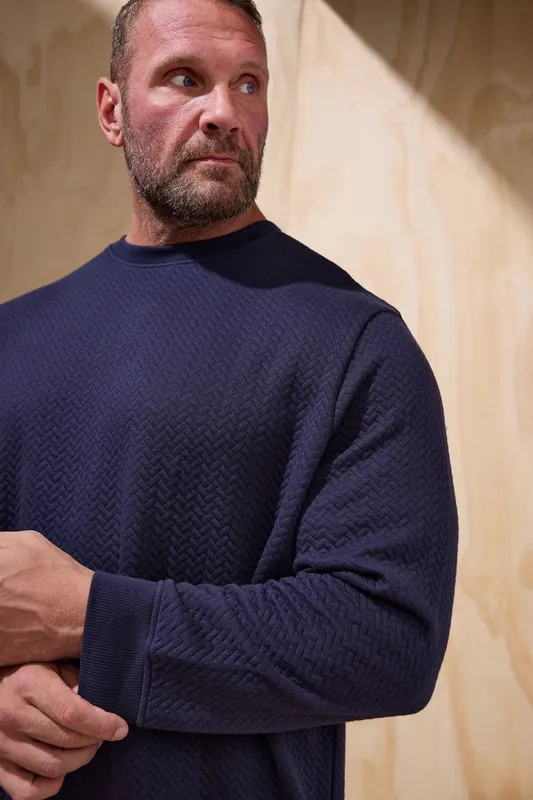 Chevron Quilted Crew Neck Sweatshirt - BadRhino
