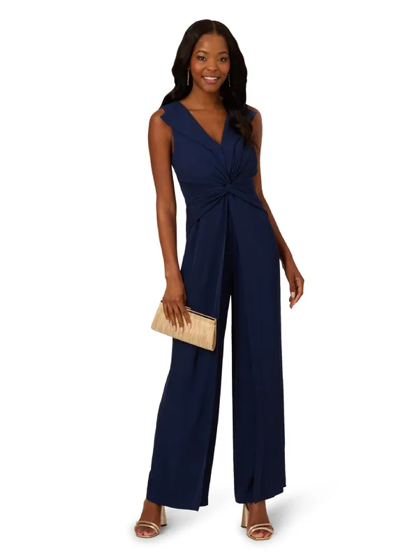 Twist Front Overlay Jumpsuit - Adrianna Papell