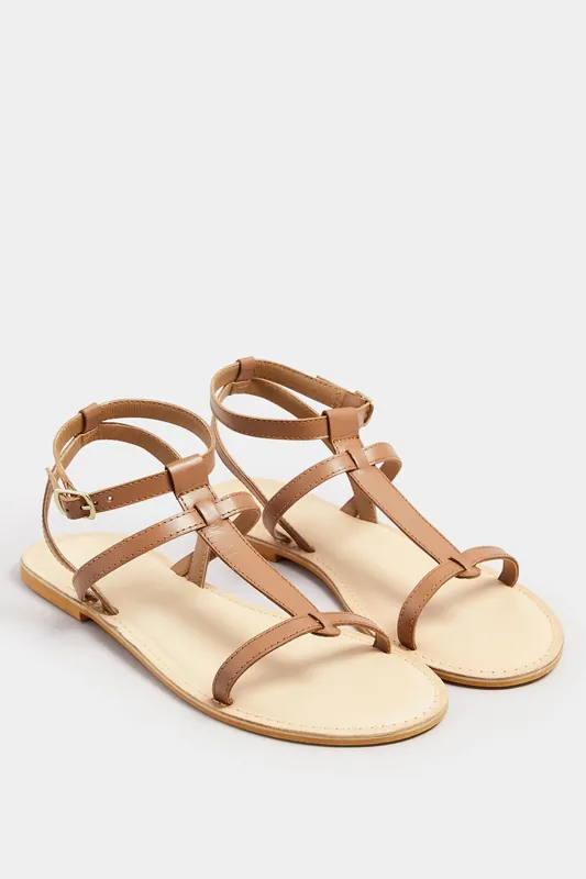 Leather Cross Strap Sandals - Long Tall Sally