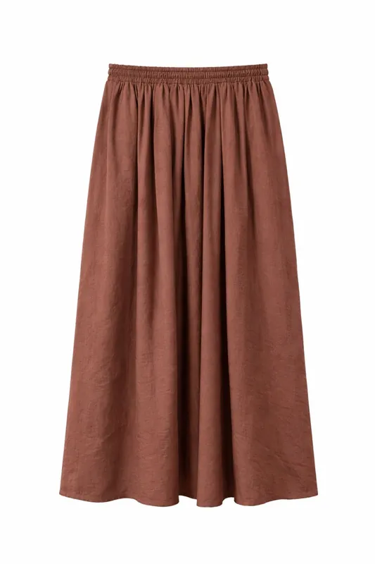 High Waist Maxi Skirt with Drawstring Waist - MixRay