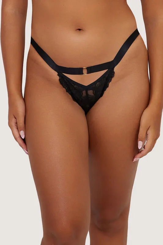 Eleanor Black Strappy Embroidery Brief - Playful Promises