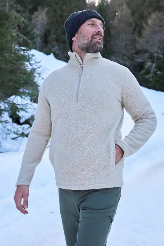 Ted' Half Zip Lightweight Thermal Lined Warm and Cosy Borg Fleece - Mountain Warehouse