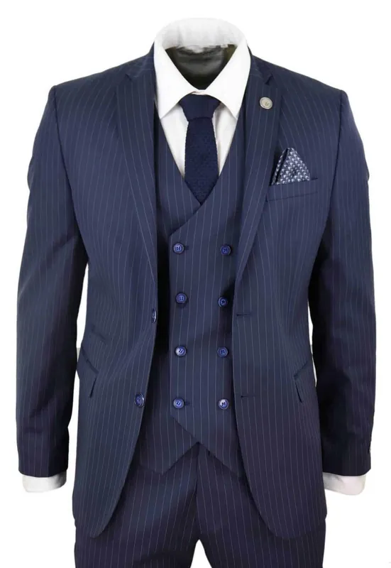3 Piece Pinstripe Retro Suit - Infinity Leather
