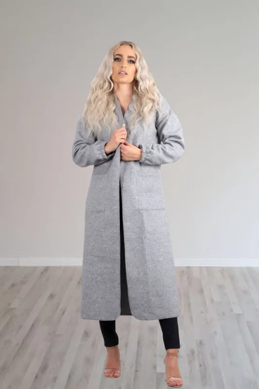 Belted Longline Pocket Detail Waterfall Coat - Femme Luxe