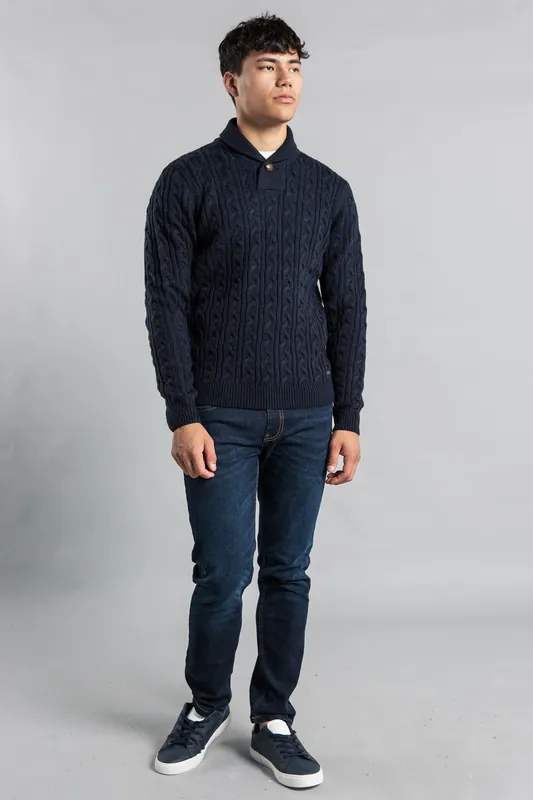 Shawl Neck Cable Knit Jumper - Tokyo Laundry