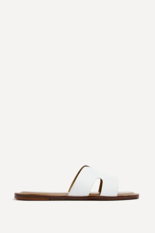 Petra White Link Flat Sandals - Linzi