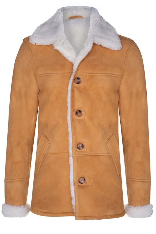 Classic Sheepskin Car Coat-Auburn