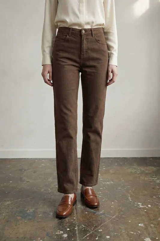 High Waist Denim Straight Leg Pants with Pockets - MyFashion