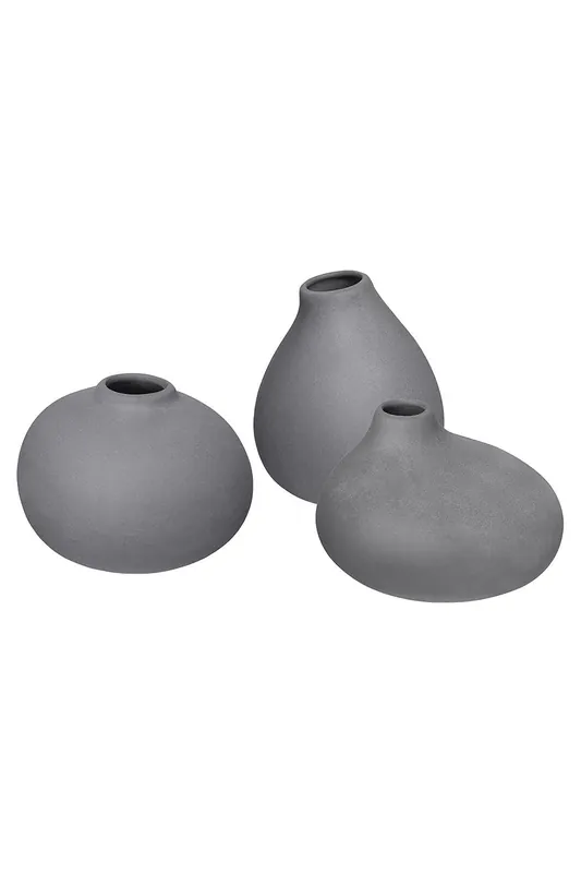 Nona Set of 3 Porcelain Vases - Pewter