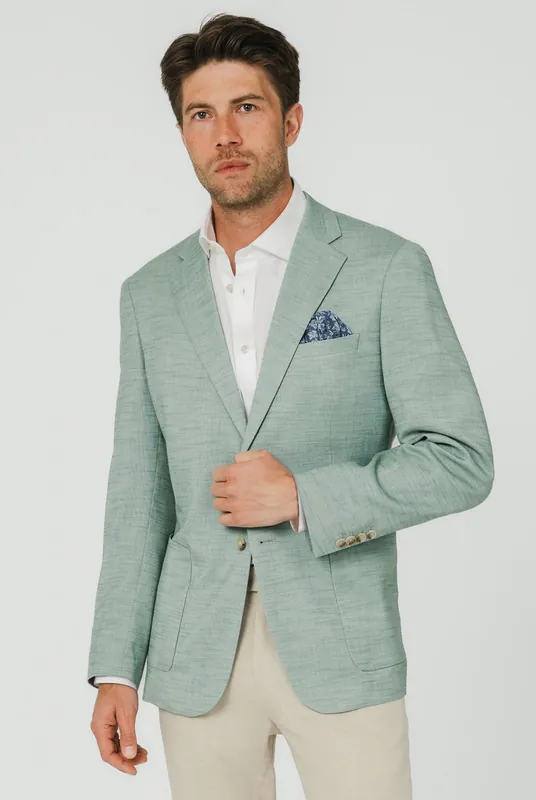 Aqua Green Textured Weave Jacket - Dobell