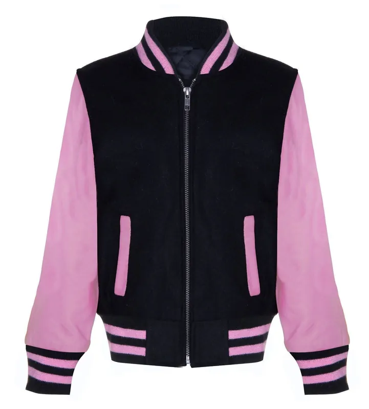 Varsity Bomber Real Leather Sleeves Jacket 3-13 yrs