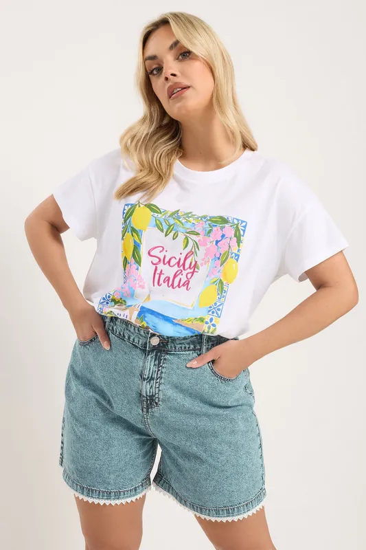 Scallop Edge Denim Shorts - Yours