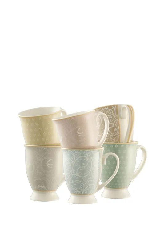 'Laurette' 6 Mugs in Hat Box - Aynsley China