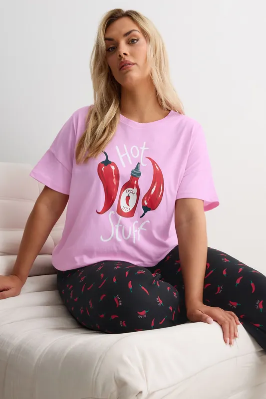 Hot Stuff' Wide Leg Pyjama Set - Yours