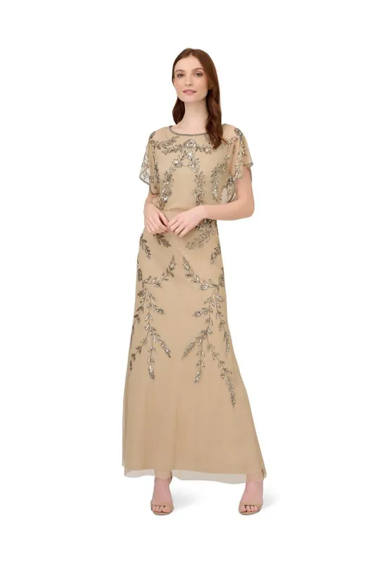 Beaded Flutter Blouson Dress - Adrianna Papell
