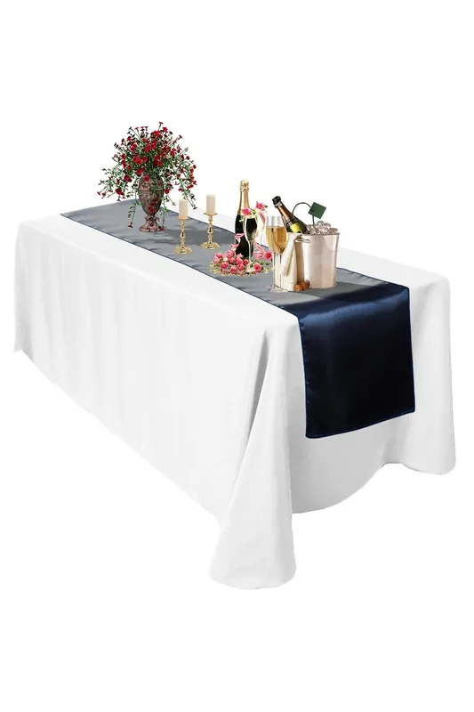 Satin Table Runner, 11" x 108" - Neel Blue