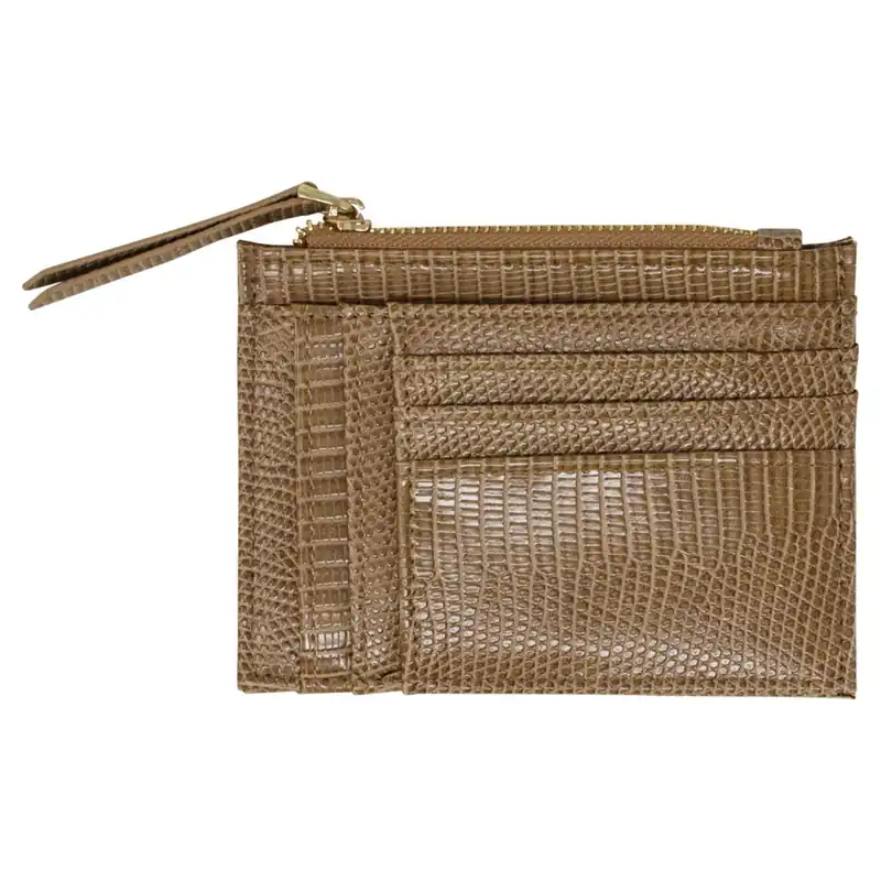 Snake Print Card Holder in Brown - SVNX