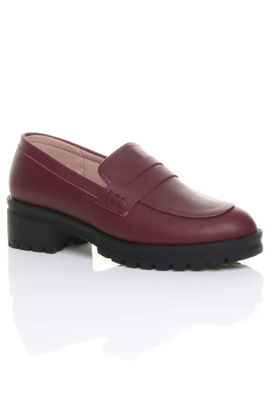 Mid Heel Chunky Heeled Penny Loafers - AJVANI
