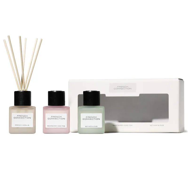 Square Trio Reed Diffuser Gift Set Vanilla, Raspberry Tea & Oud 3×50ml - French Connection