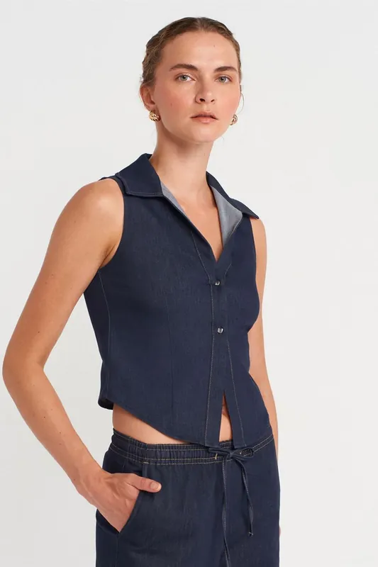 Fitted Sleeveless Crop Shirt - Dilvin