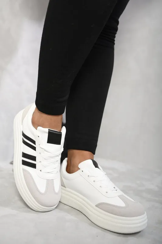 Annie Striped Lace Up Trainers - IKRUSH