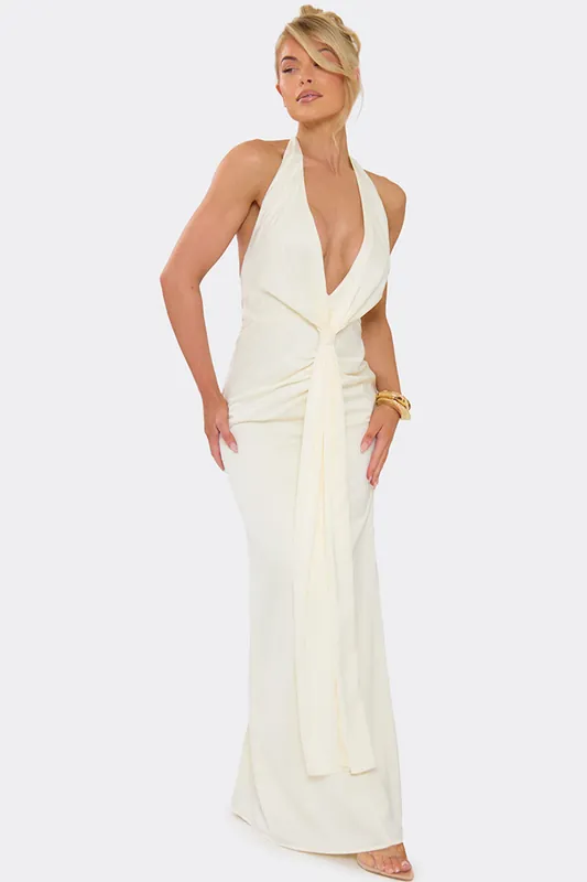Sleeveless Knotted Tie Maxi Dress - EGO