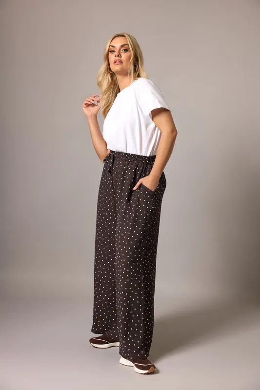 Polka Dot Wide Leg Trousers - Yours