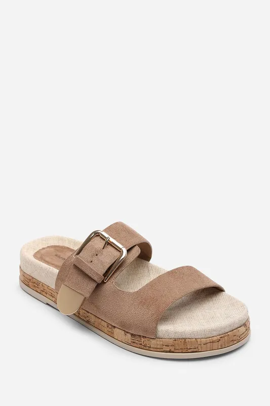 Avenue Buckle Footbed Suede Sandal - Where's That From