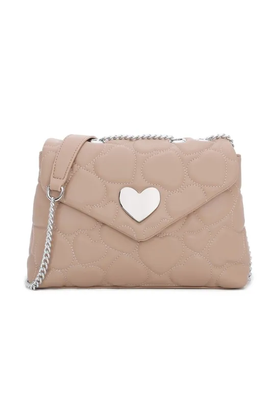 Ynes Quilted Heart Detail Chain Strap Shoulder Bag - IKRUSH