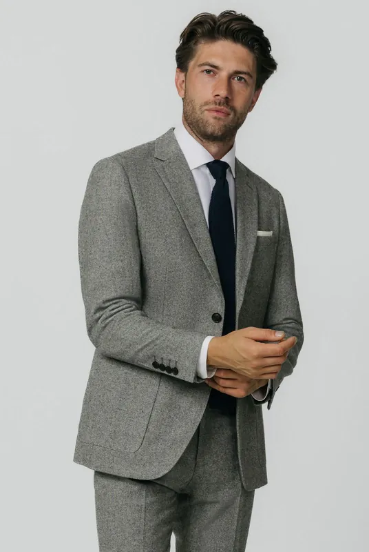 Light Grey Donegal Tweed Suit Jacket - Dobell