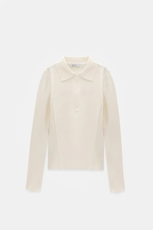 Women's Ribbed Zip-Front Sweater