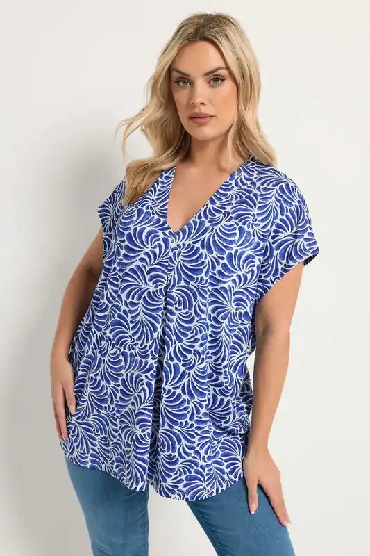 Swirl Print Pleat Front Top - Yours