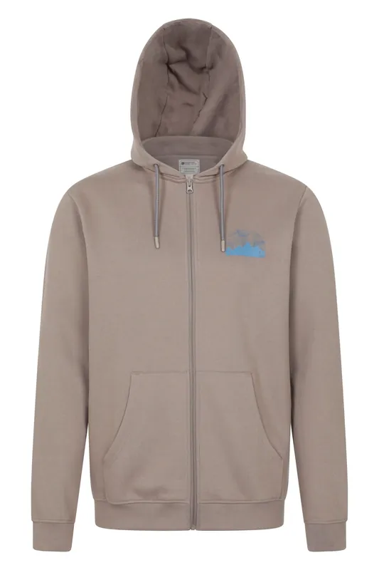 Texture Mountain' Casual Warm Adjustable Hood Full Zip Graphic Hoodie - Mountain Warehouse