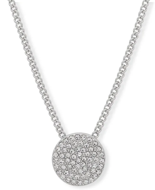 Silver Pave Crystal Pendant Necklace - Silver and Crystal
