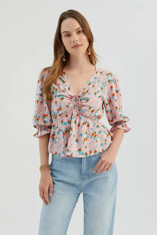 Floral V Neck Top - Hiccup